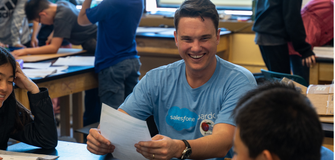 Salesforce Volunteers with Students